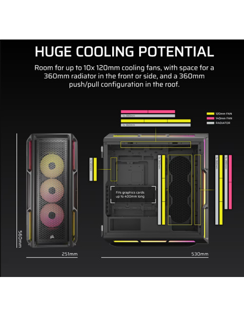 Corsair PC Case | iCUE LINK 5000T LX RGB | Black | Mid-Tower | Power supply included No