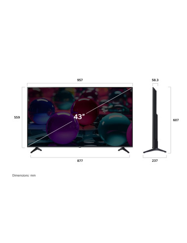 LG AI UA73 4K TV | 43UA73003LA | 43 | Smart TV | webOS 25 | UHD | Black