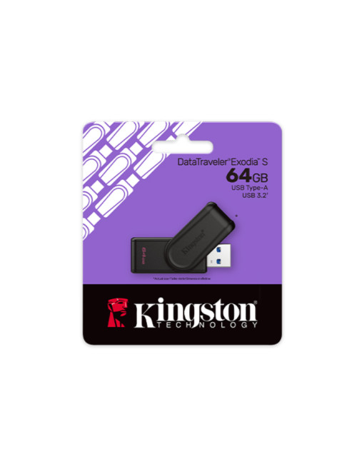 Kingston USB Flash Drive | DataTraveler Exodia S | 64 GB | USB 3.2 Gen 1 | Black