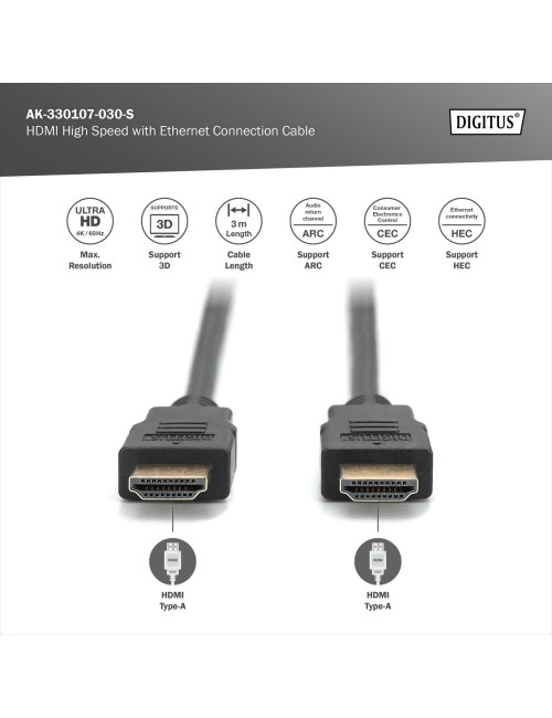 Digitus 4K HDMI 2.0 Connection Cable | HDMI to HDMI | 3 m