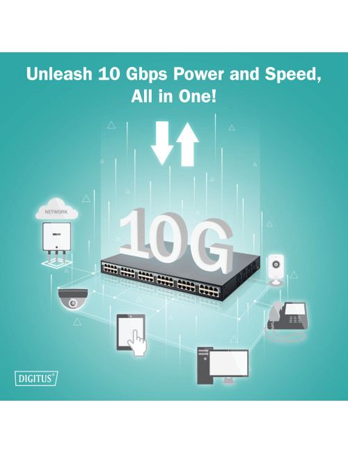 Digitus | 24 Port 10G Ethernet PoE+ Injector, 802.3at, 370 W | DN-95117