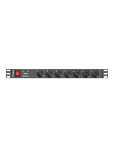 Lanberg | Power Distribution unit (PDU) 19" 1U 10A 2M 7X Schuko Outlets | PDU-07F-0200-IEC-BK