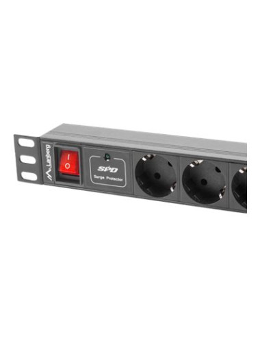 Lanberg | Power Distribution unit (PDU) 19" 1U 10A 2M 7X Schuko Outlets | PDU-07F-0200-IEC-BK