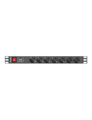 Lanberg Power Distribution unit (PDU) 19" 1U 16A 2m 7X Schuko oulets | PDU-07F-0200-BK