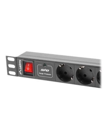 Lanberg Power Distribution unit (PDU) 19" 1U 16A 2m 7X Schuko oulets | PDU-07F-0200-BK