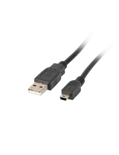 Lanberg Mini USB to USB Type-A 2.0 Cable, 1.8 m | CA-USBK-10CC-0018-BK | Mini USB to USB Type-A