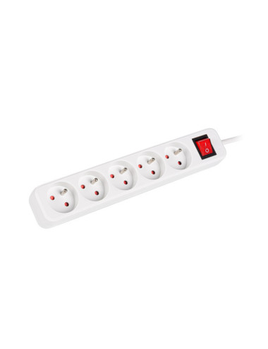 Lanberg Cable Power Strip, 5X French Outlets with Switch, Quality-Grade Copper, 1.5 m | PS1-05E-0150-W