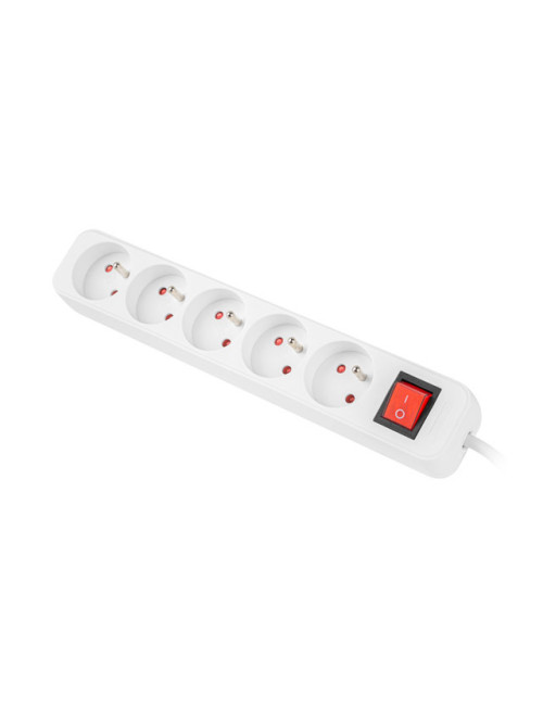 Lanberg Cable Power Strip, 5X French Outlets with Switch, Quality-Grade Copper, 1.5 m | PS1-05E-0150-W