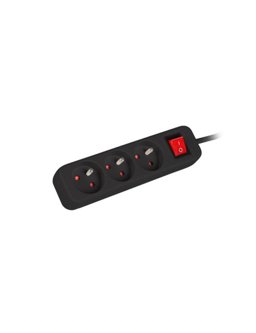 Lanberg Cable Power Strip, 3X French Outlets with Switch, Quality-Grade Copper, 3 m | PS1-03E-0300-BK
