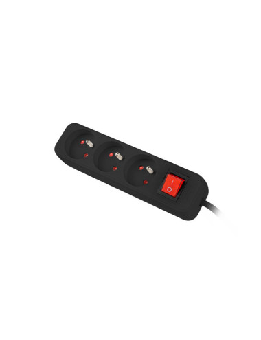 Lanberg Cable Power Strip, 3X French Outlets with Switch, Quality-Grade Copper, 3 m | PS1-03E-0300-BK