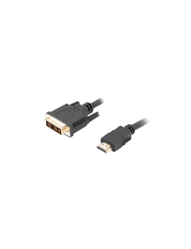 Lanberg HDMI to DVI-D Cable, Single Link with Gold-Plated Connectors | CA-HDDV-10CC-0018-BK | HDMI to DVI-D | 1.8 m