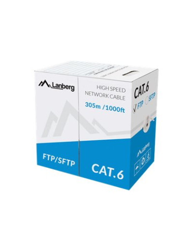 Lanberg LAN Cable Cat.6 FTP, Solid CU Grey CPR + Fluke Passed | LCF6-11CU-0305-S | 305 m