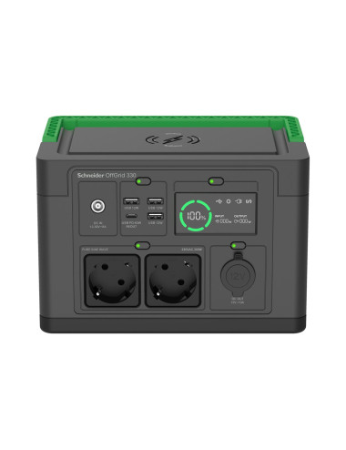 APC OffGrid Portable Power Station 330, 230V, 332Wh Lithium-ion, LCD, 2 CEE 7/3 Schuko outlets, Sinewave, 3 USB-A, 1 USB-C, Wire