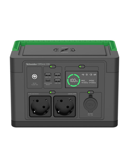 APC OffGrid Portable Power Station 330, 230V, 332Wh Lithium-ion, LCD, 2 CEE 7/3 Schuko outlets, Sinewave, 3 USB-A, 1 USB-C, Wire