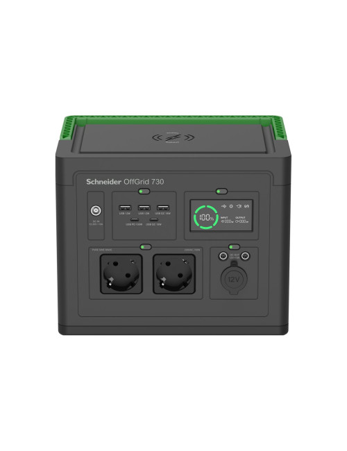 APC OffGrid Portable Power Station 730, 738Wh Lithium-ion, LCD, 2 CEE 7/3 Schuko outlets, Sinewave, 3 USB-A, 2 USB-C, Wireless C