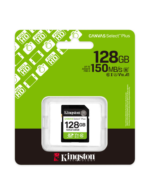 Kingston Select Plus | 128 GB | SD | Flash memory class Class 10, UHS-I, U1/U3, Video Class 10/30
