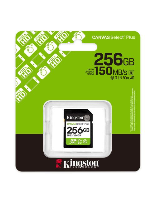 Kingston Select Plus | 256 GB | SD | Flash memory class Class 10, UHS-I, U1/U3, Video Class 10/30