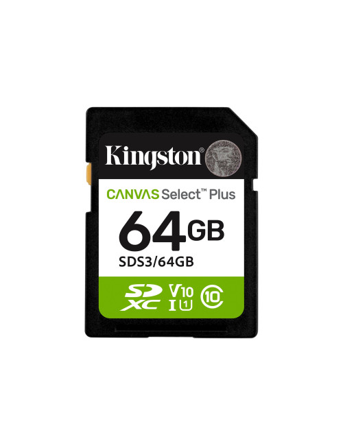 Kingston Select Plus | 64 GB | SD | Flash memory class Class 10, UHS-I, U1/U3, Video Class 10/30