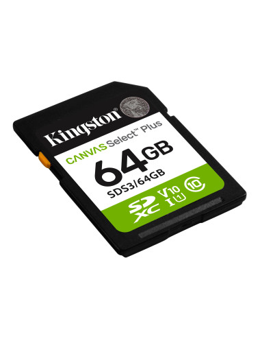 Kingston Select Plus | 64 GB | SD | Flash memory class Class 10, UHS-I, U1/U3, Video Class 10/30