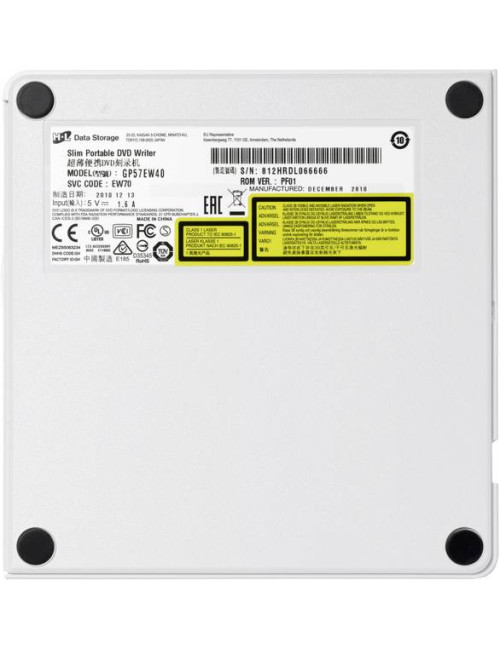 H.L Data Storage | Ultra Slim Portable DVD-Writer | GP60NS60 | Interface USB 2.0 | DVD R/RW | CD read speed 24 x | CD write spee