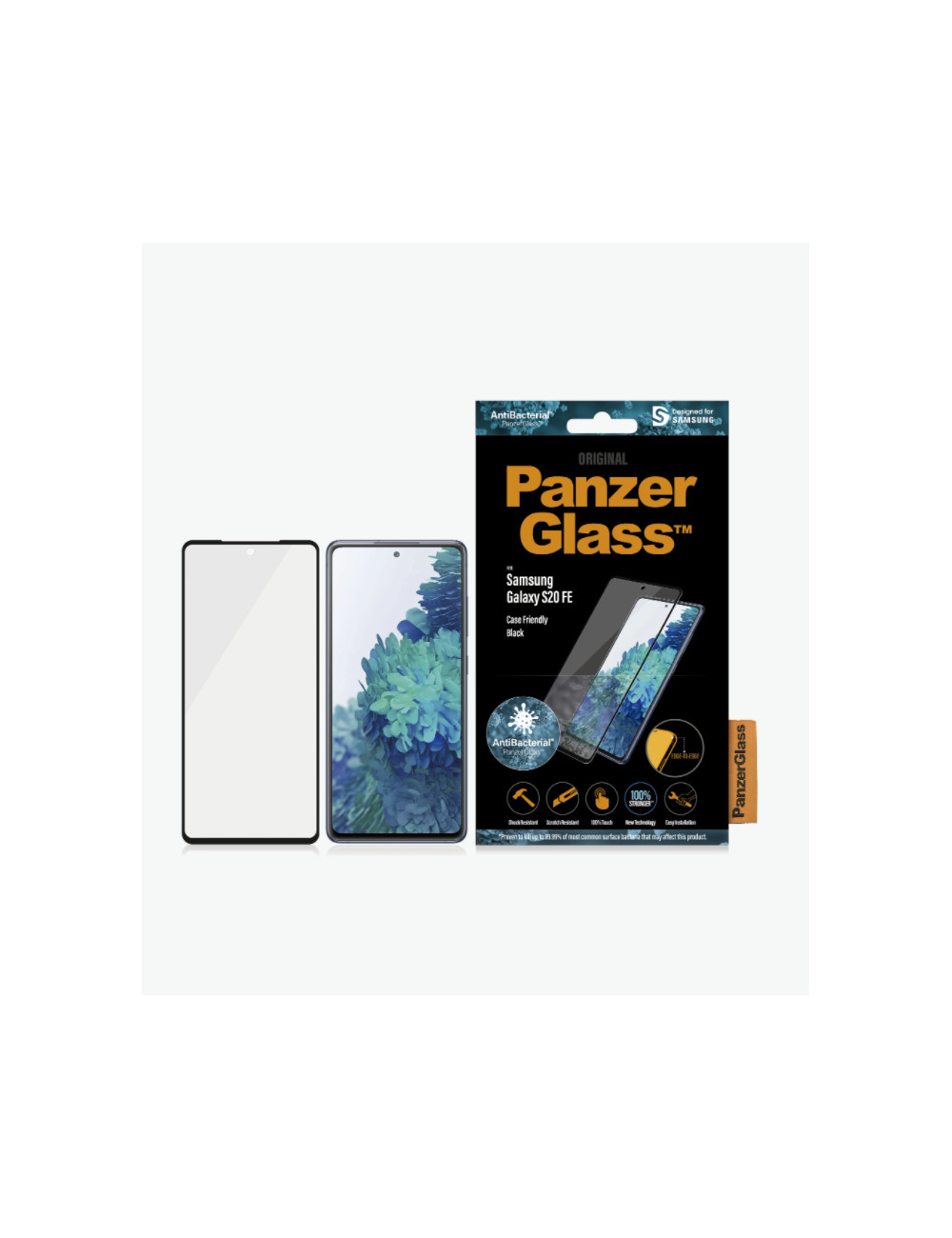 PanzerGlass | Samsung | Galaxy S20 FE CF | Glass | Black | Works with face recognition and is compatible with the in-screen fing