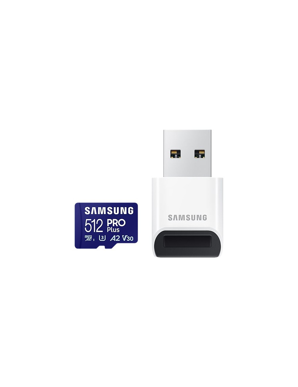 Samsung | PRO Plus microSD Card with USB Adapter | 512 GB | MicroSDXC | Flash memory class U3, V30, A2