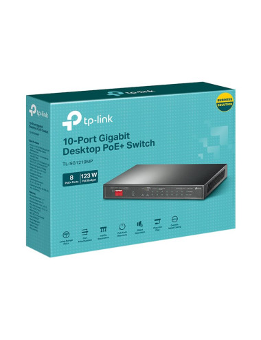TP-LINK | 10-Port Gigabit Easy Smart Switch with 8-Port PoE+ | TL-SG1210MP | Unmanaged | Desktop | Power supply type External | 
