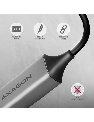 AXAGON ADE-TXCA Compact aluminum USB 3.2 Gen 1 Gigabit Ethernet 10/100/1000Mbit adapter with automatic installation, Nintendo Sw