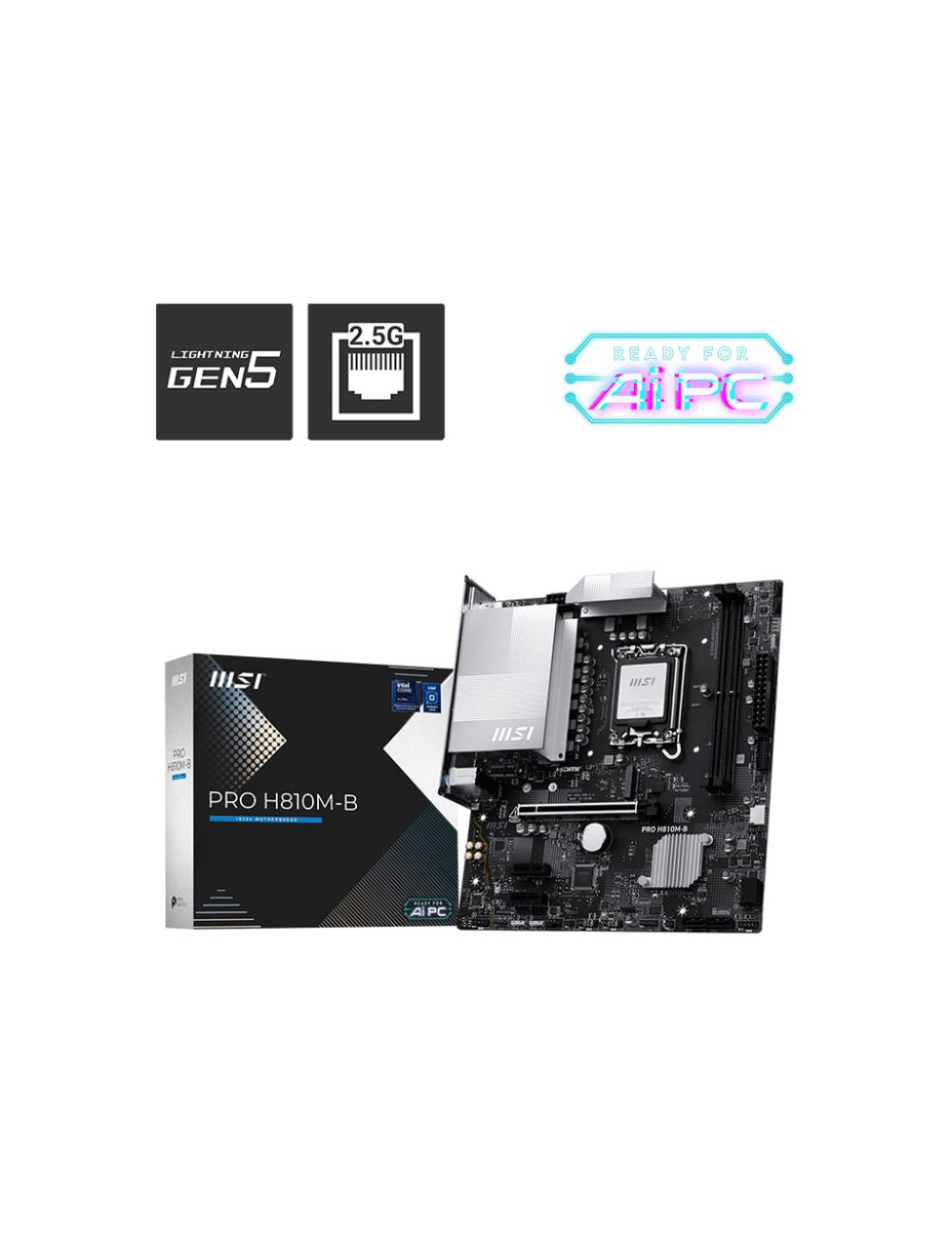 Mainboard|MSI|Intel H810|LGA1851|Micro-ATX|Memory DDR5|Memory slots 2|PROH810M-B