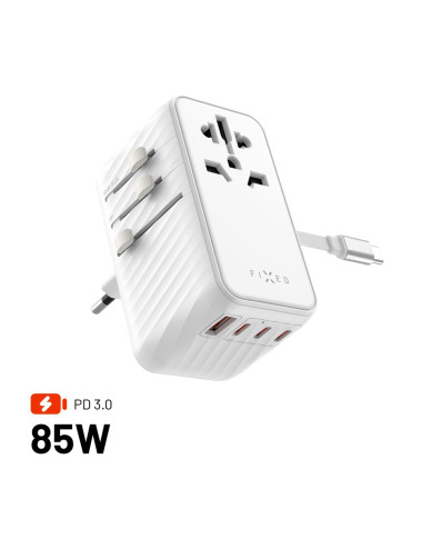Fixed | Voyager 85W travel adapter for EU, UK and USA/AUS, with 4xUSB-C and 1xUSB output | Adapter