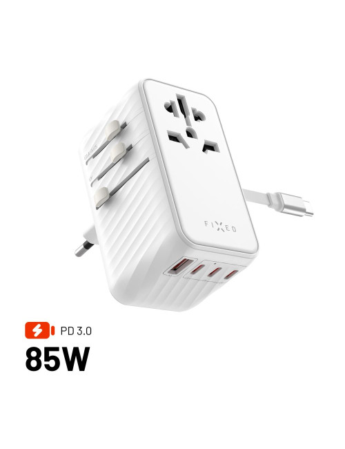 Fixed | Voyager 85W travel adapter for EU, UK and USA/AUS, with 4xUSB-C and 1xUSB output | Adapter