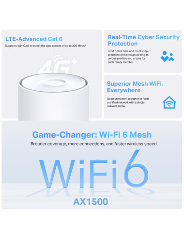 TP-LINK Deco X10-4G(1-pack) 4G+ AX1500 Whole Home Mesh Wi-Fi 6 Router | TP-LINK 4G+ AX1500 Whole Home Mesh Wi-Fi 6 Router | Deco