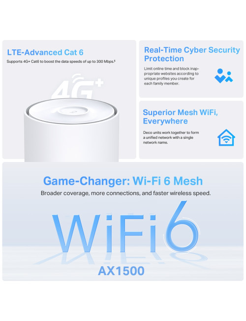 TP-LINK Deco X10-4G(1-pack) 4G+ AX1500 Whole Home Mesh Wi-Fi 6 Router | TP-LINK 4G+ AX1500 Whole Home Mesh Wi-Fi 6 Router | Deco