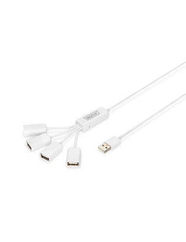 Digitus | USB 2.0 Cable Hub, 4-Port 4x USB A/F, 1x USB A male, DC2.5mm (PSU not incl.) | DA-70216