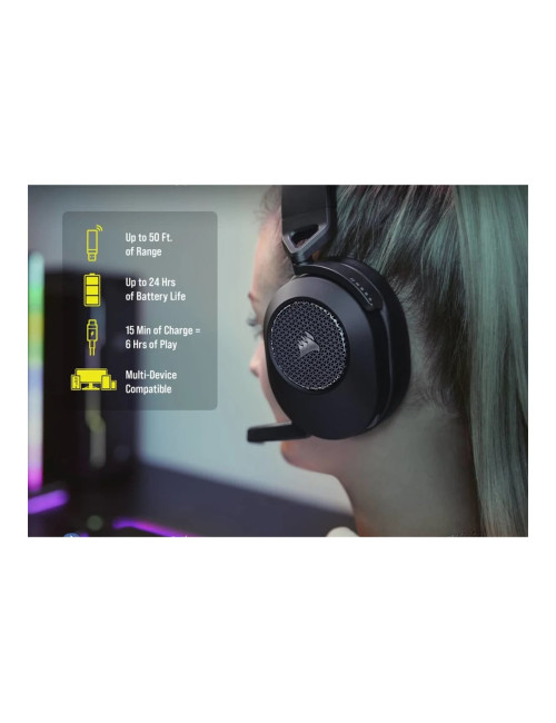 Corsair | Gaming Headset | HS65 | Wireless | Over-Ear | Microphone | Wireless | Carbon
