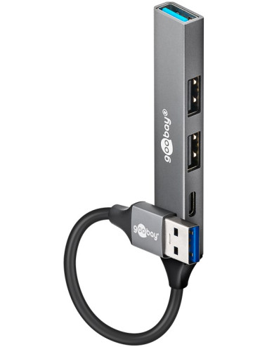 Goobay Slim 4-Port USB Hub, USB-A to USB-C/USB-A, 5 Gbit/s | 74458