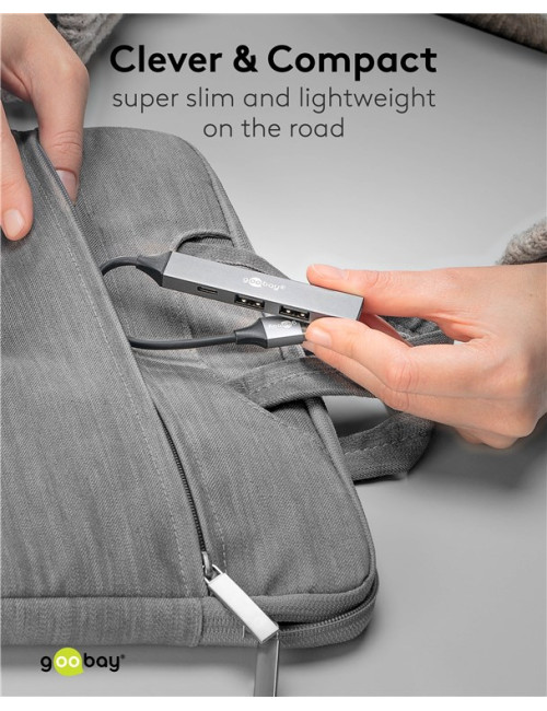 Goobay Slim 4-Port USB Hub, USB-A to USB-C/USB-A, 5 Gbit/s | 74458