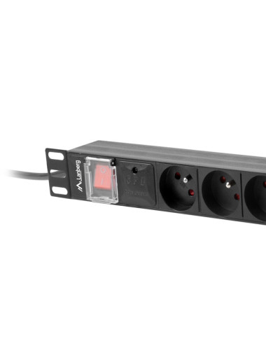 Lanberg Power Distribution Unit (PDU) 19" 1U 16A 2m 8x French Outlets | PDU-08E-0200-BK