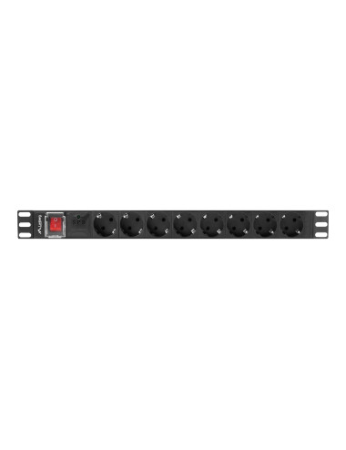 Lanberg Power Distribution unit (PDU) 19" 1U 16A 2m 8X Schuko oulets | PDU-08F-0200-BK