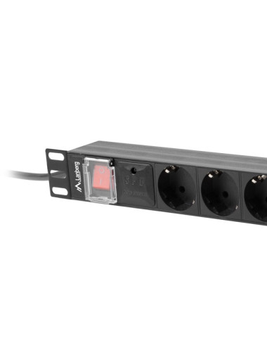 Lanberg Power Distribution unit (PDU) 19" 1U 16A 2m 8X Schuko oulets | PDU-08F-0200-BK