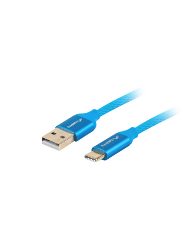 Lanberg USB Type-C to USB Type-A 2.0 Cable Blue Premium QC 3.0, 1 m | CA-USBO-22CU-0010-BL | USB Type-C to USB Type-A