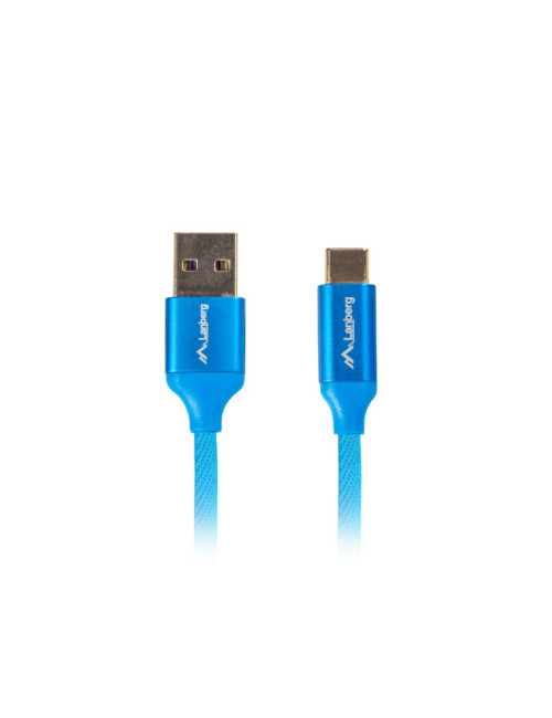 Lanberg USB Type-C to USB Type-A 2.0 Cable Blue Premium QC 3.0, 1 m | CA-USBO-22CU-0010-BL | USB Type-C to USB Type-A