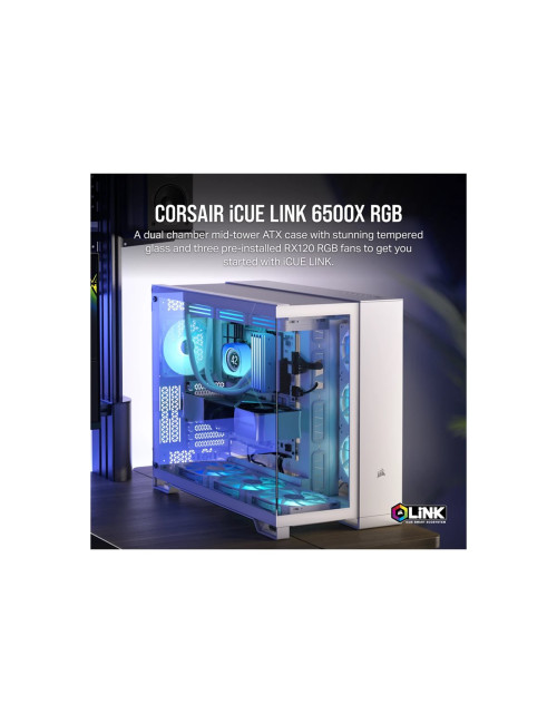 Corsair Dual Chamber PC Case | iCUE LINK 6500X RGB | White | Mid Tower | Power supply included No | ATX