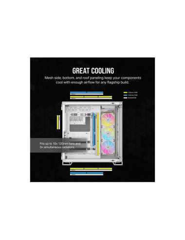Corsair Dual Chamber PC Case | iCUE LINK 6500X RGB | White | Mid Tower | Power supply included No | ATX