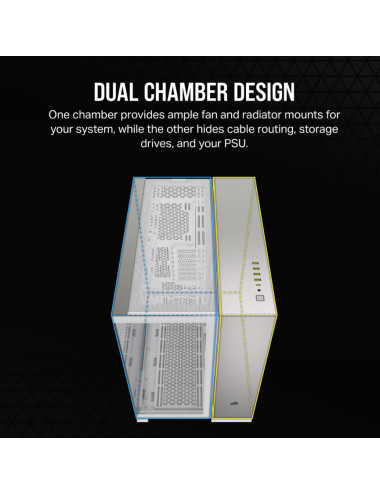 Corsair PC Case | 6500X Dual Chamber | White/Satin Gray Aluminum | Mid-Tower | Power supply included No