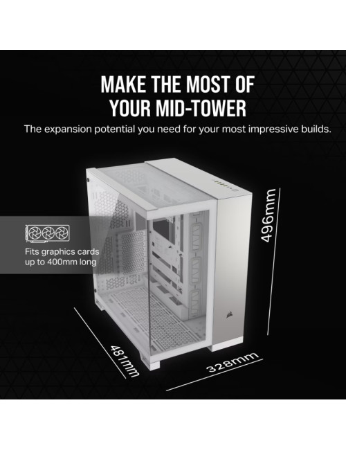 Corsair PC Case | 6500X Dual Chamber | White/Satin Gray Aluminum | Mid-Tower | Power supply included No