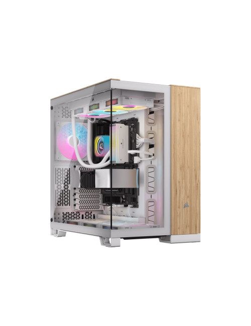 Corsair Dual Chamber PC Case | 6500X | White/Bamboo wood | Mid Tower | Power supply included No