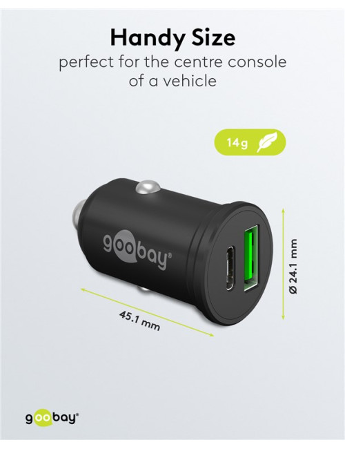 Goobay 61739 Dual-USB Car Fast Charger USB-C PD, 45 W