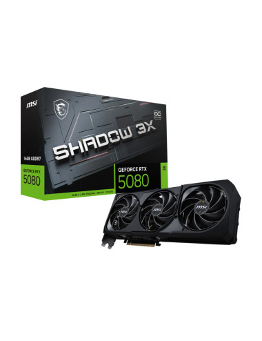 MSI GeForce RTX 5080 16G SHADOW 3X OC Bulk Pack | NVIDIA | 16 GB | GeForce RTX 5080 | GDDR7 | HDMI ports quantity 1 | PCI Expres
