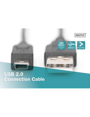 Digitus Connection Cable, 1.8 m | AK-300108-018-S | USB Type A to USB Mini B